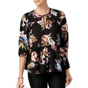 Olivia & Grace Ruffled Crochet Babydoll Top Blouse